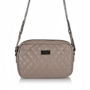 Bella Russo Crossbody Handbag Women Tan Faux Leather Quilted Chain Strap Purse